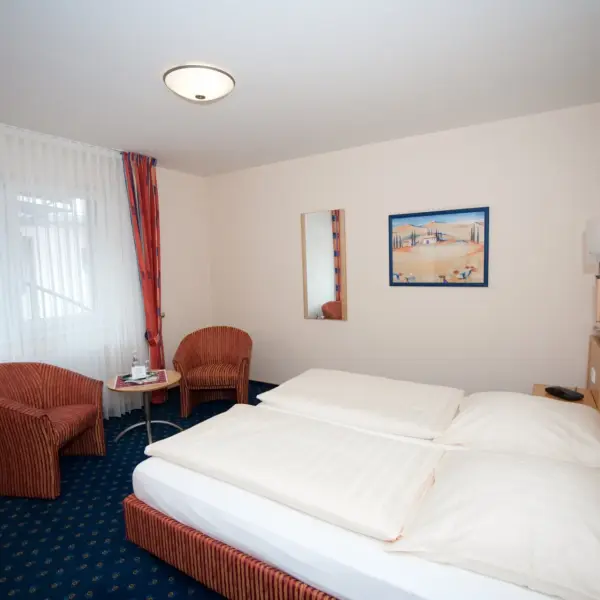 Schlafbereich des Doppelzimmer Komfort im Gasthaus Hubertus Melle